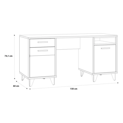 Biurko 150 cm Uni Wolfram szary, Biały, Czarny oraz Orientalny Zielony